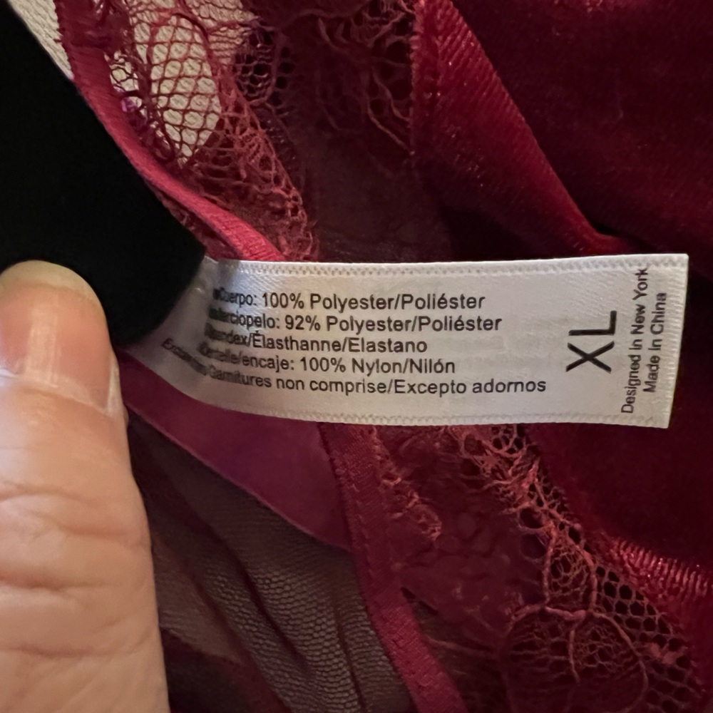 NWOT Adore Me Burgundy Sheer Babydoll - Picture 6 of 9